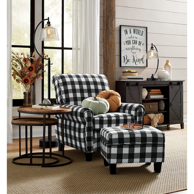 Buffalo Check Armchair and Ottoman, , large