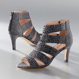Midnight Velvet Back-Zip Gem Sandal, , large