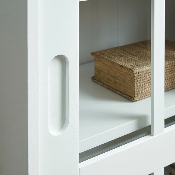 Merrick Sliding-Door Media Cabinet, White, large