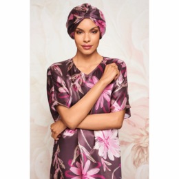 Lucilla 2-Piece Women&rsquo;s Ruffled Satin Nightgown &amp; Sleep Bonnet Set, , large