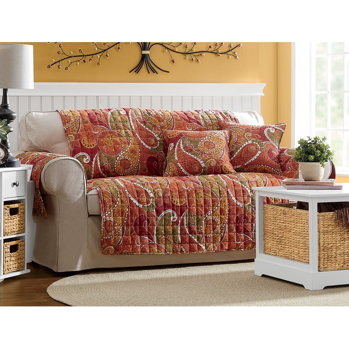 Quilted Furniture Protector and Pillow Cover, Paisley, large