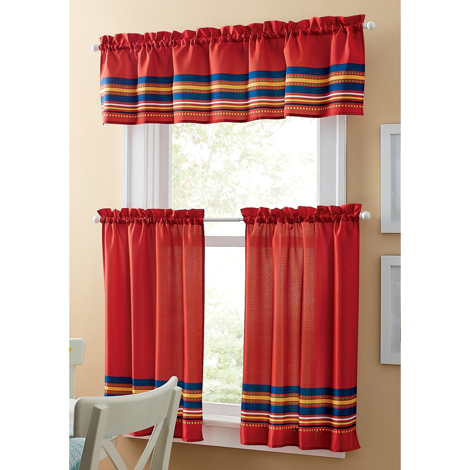 Salsa 3Piece Kitchen Curtain Set Seventh Avenue