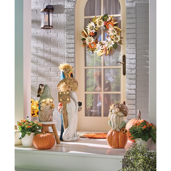 Set of 3 Large Lit Harvest Gnomes, , large