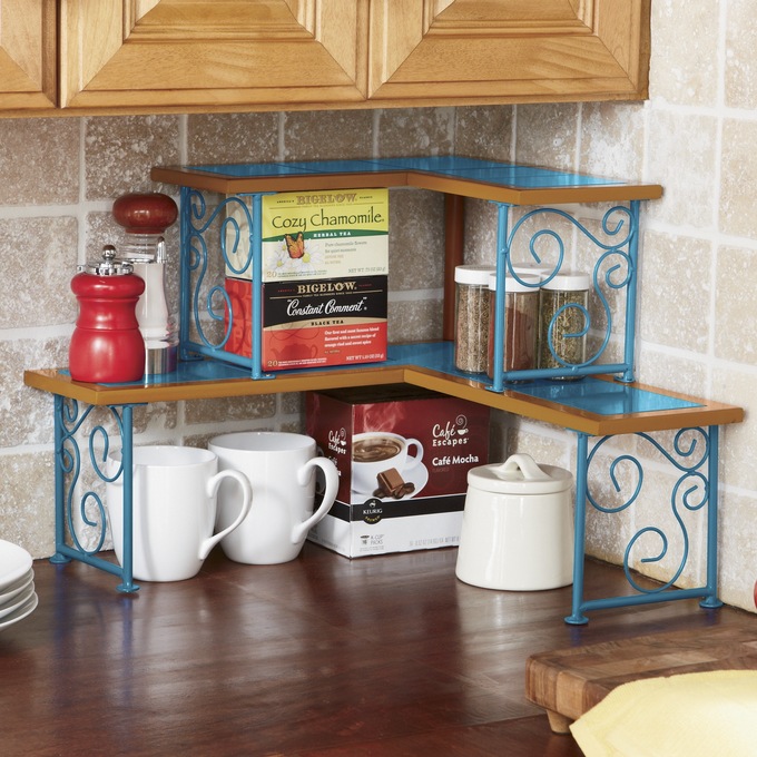 Colorblock 2-Tier Corner Shelf, , large