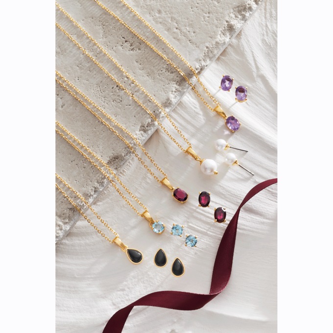 Gemstone 5-Piece Pendant/ 5-Pair Earring Set , , large