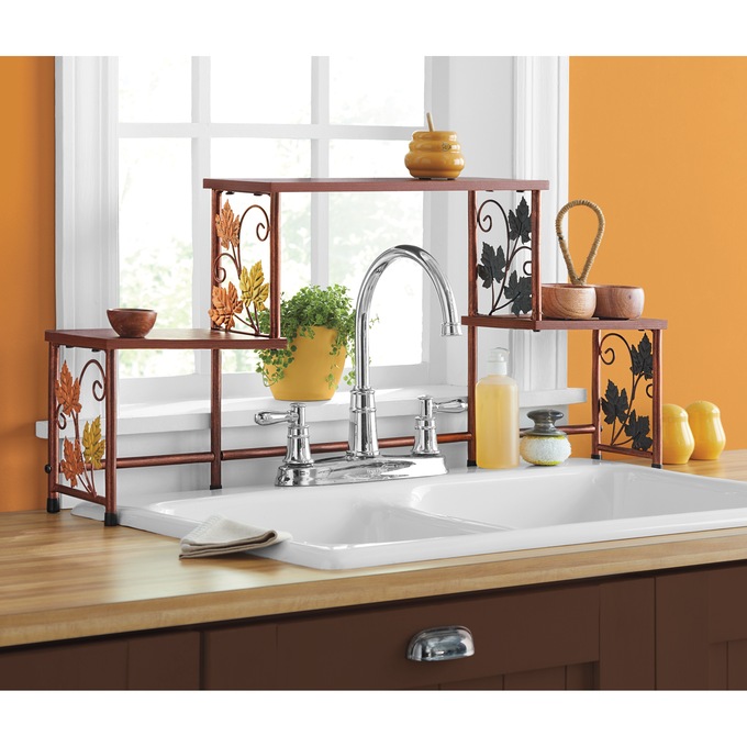 Over the online sink shelf