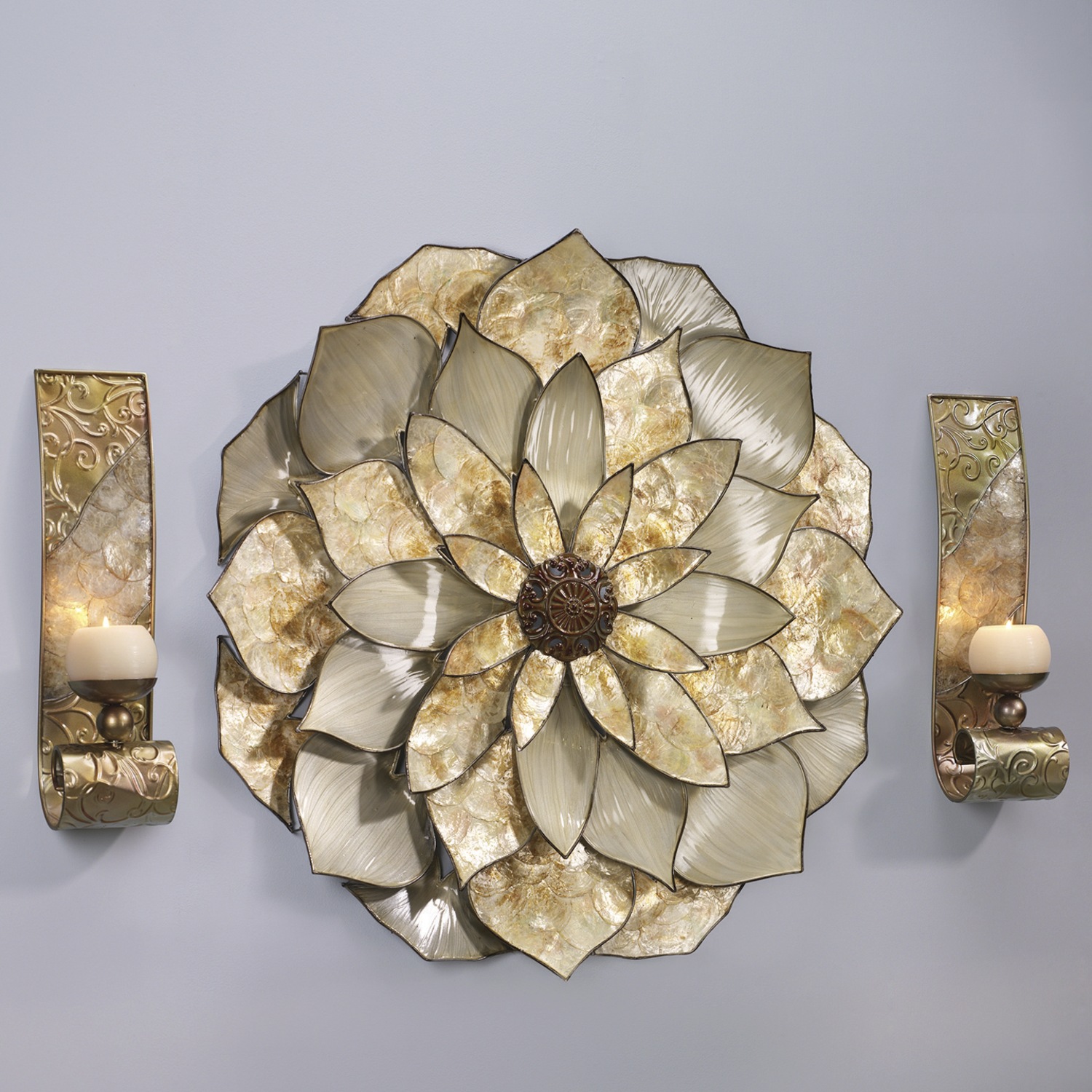 Capiz Flower and Wall Sconce Pair Seventh Avenue