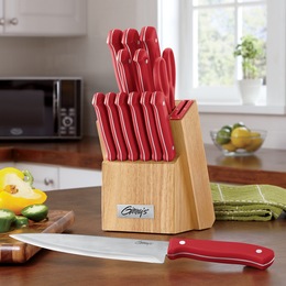 Ginny&amp;&#35;39;s 14-Piece Cutlery Knife Block with Sharpener, , large