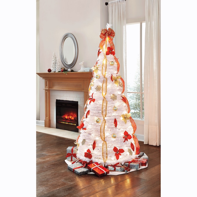 Holiday 6-Foot Pre-Lit Pop-Up Tree, White, large