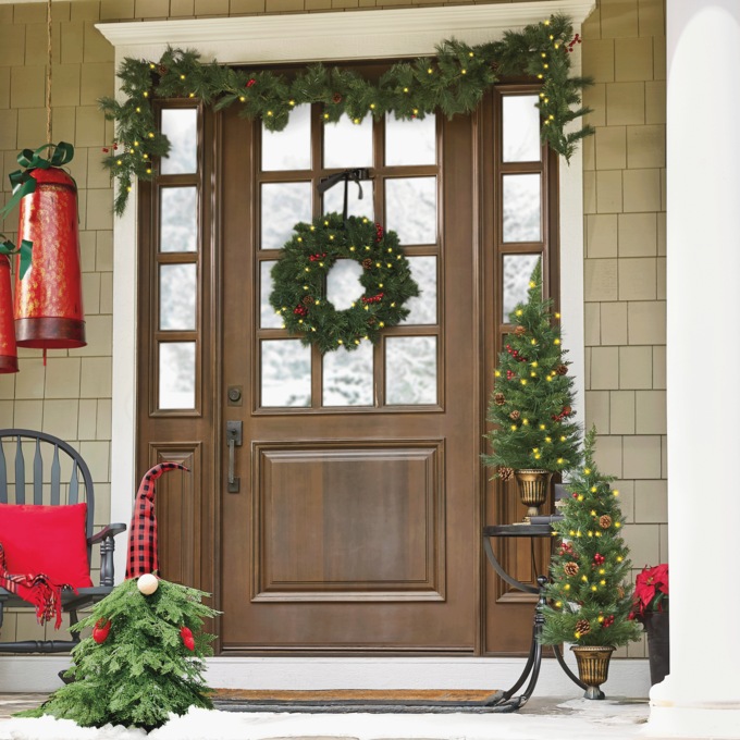 Lit Evergreen 4-Piece Christmas Décor Set, , large
