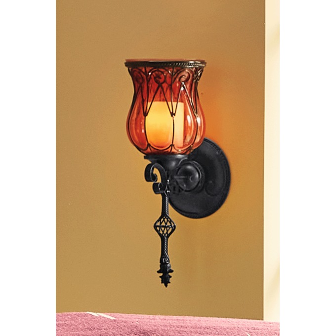 Captivating Glass Wall Sconce, Burgundy, large