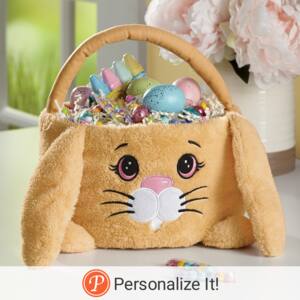 Personalized Plush Bunny Basket, , large