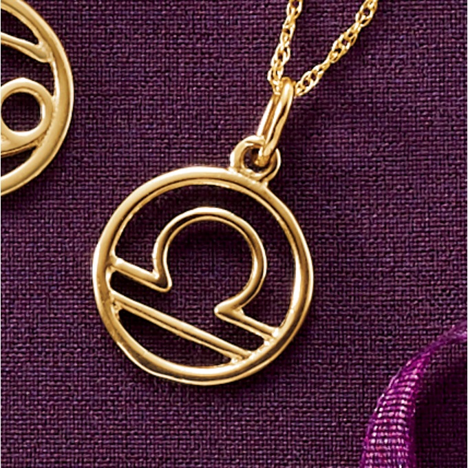 10K Gold Zodiac Pendant, , large