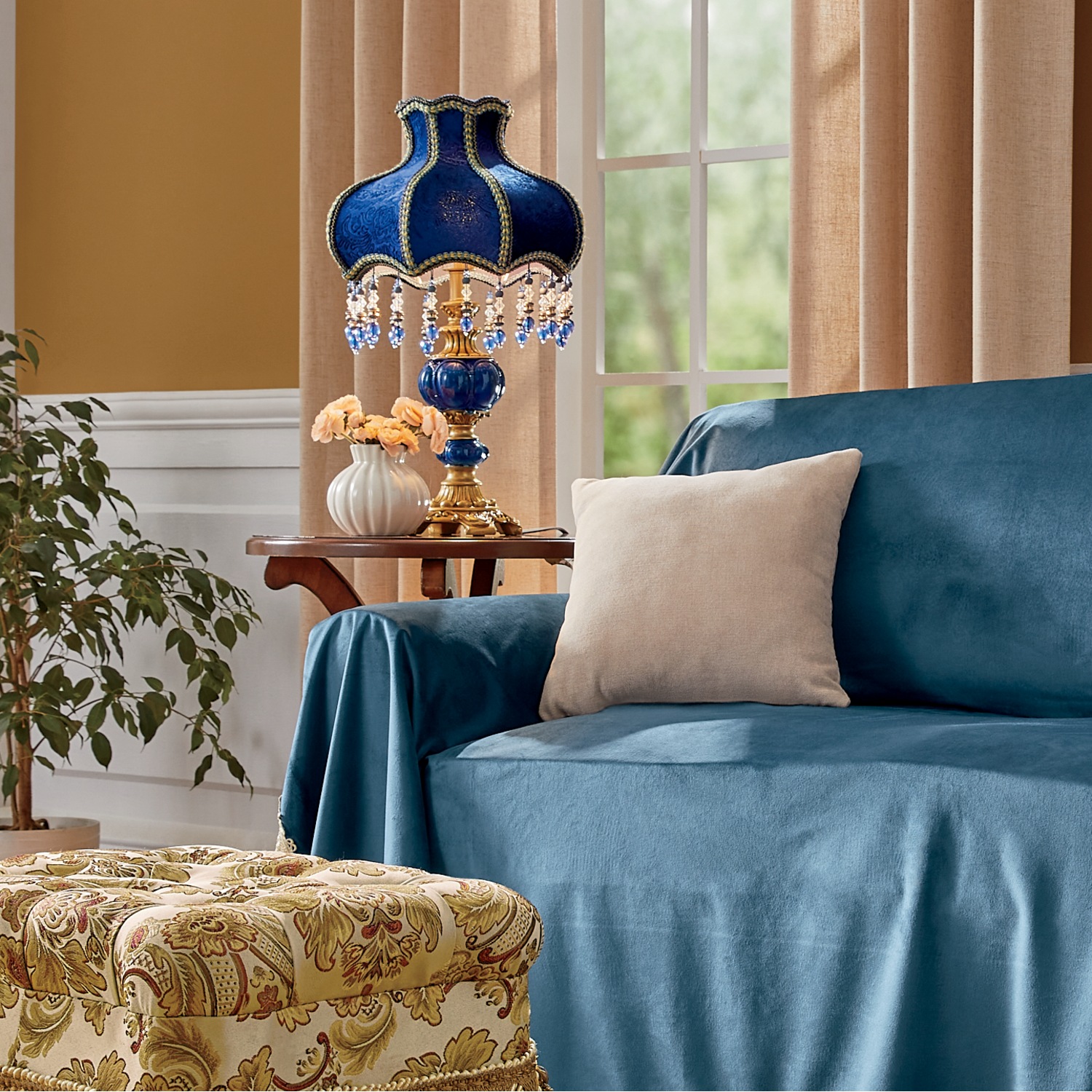 Royal Blue Victorian Table Lamp | Seventh Avenue