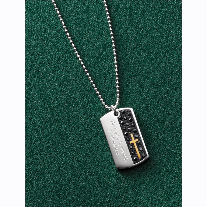 Men's Stainless Steel Crystal Lord by Side Pendant, , large