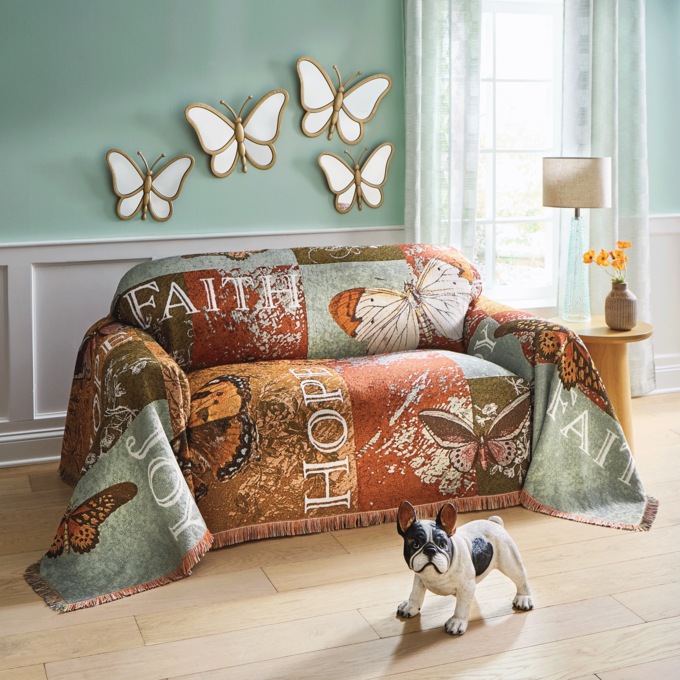 Butterfly Sentiments Furniture Throw, , large