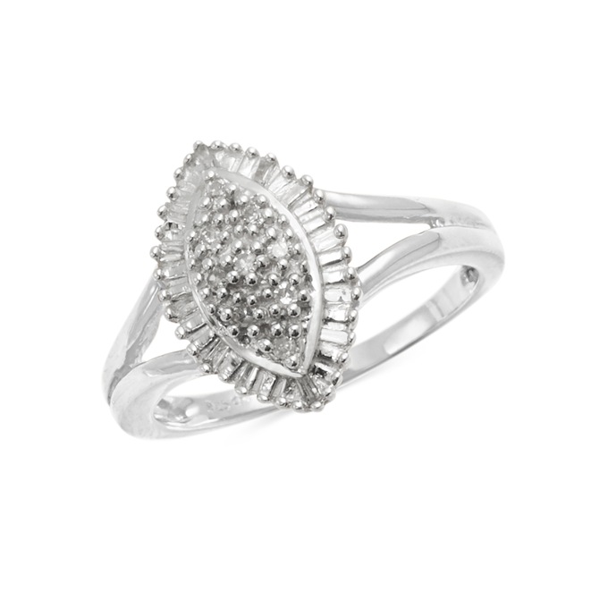 Diamond Marquise Cluster Ring, , large