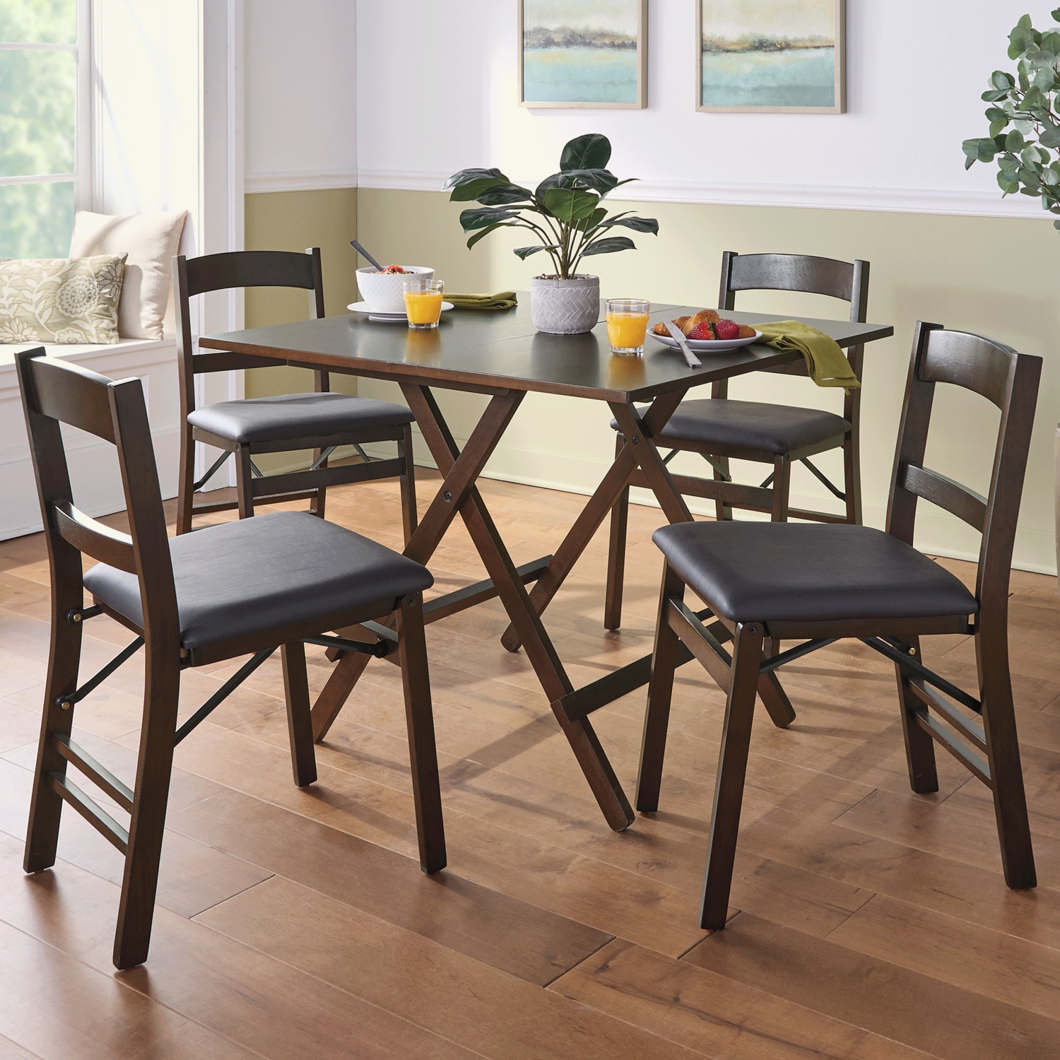 Jette Folding Table and Set of 4 Folding Chairs | Seventh Avenue