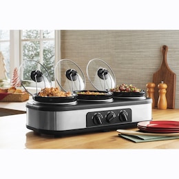 Triple Slow Cooker Buffet Server, , large