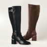 2-Buckle Faux-Leather Riding Boot, , large