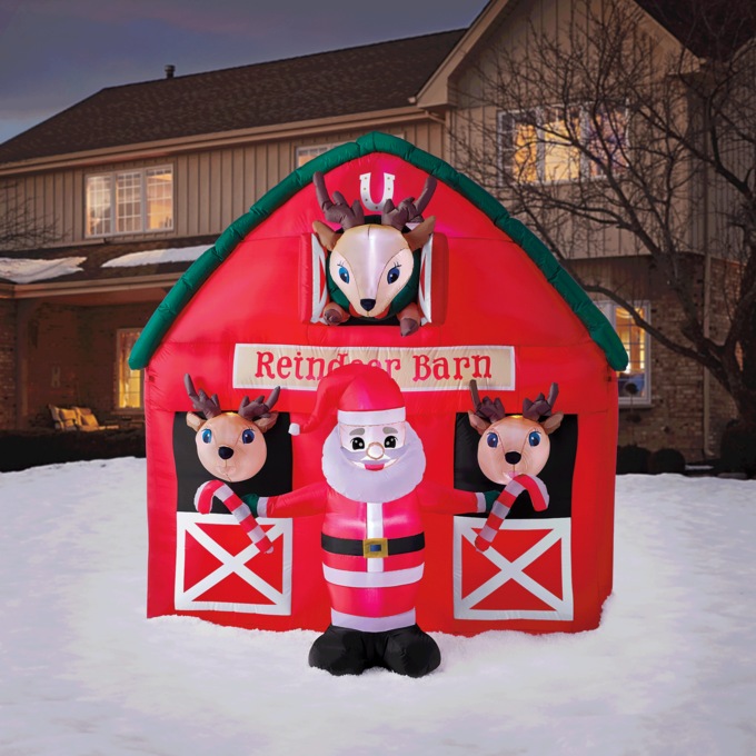 Reindeer Barn Inflatable, , large