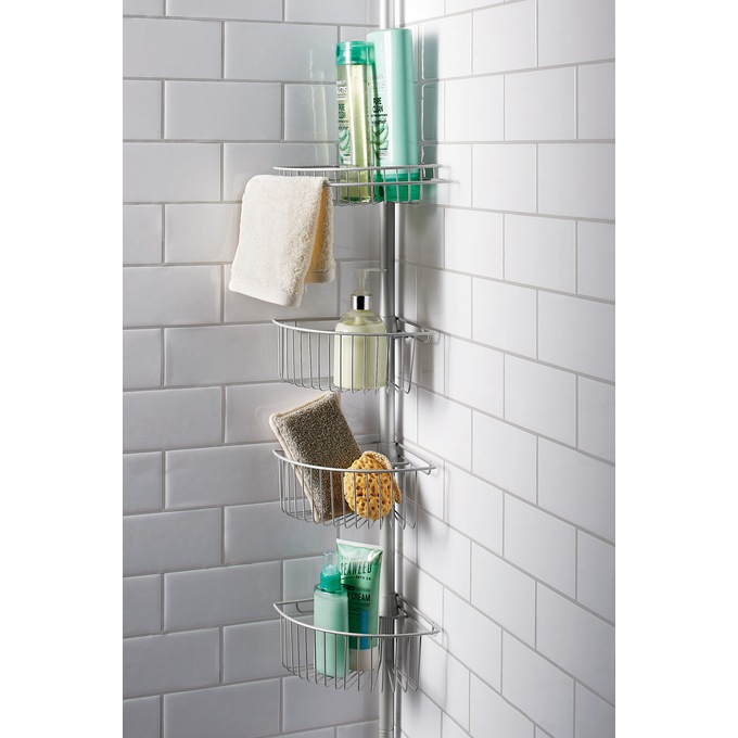 Pole Shower Caddy, Brushed Stainless Steel, large
