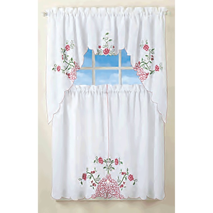 Floral Embroidered Curtain, , large