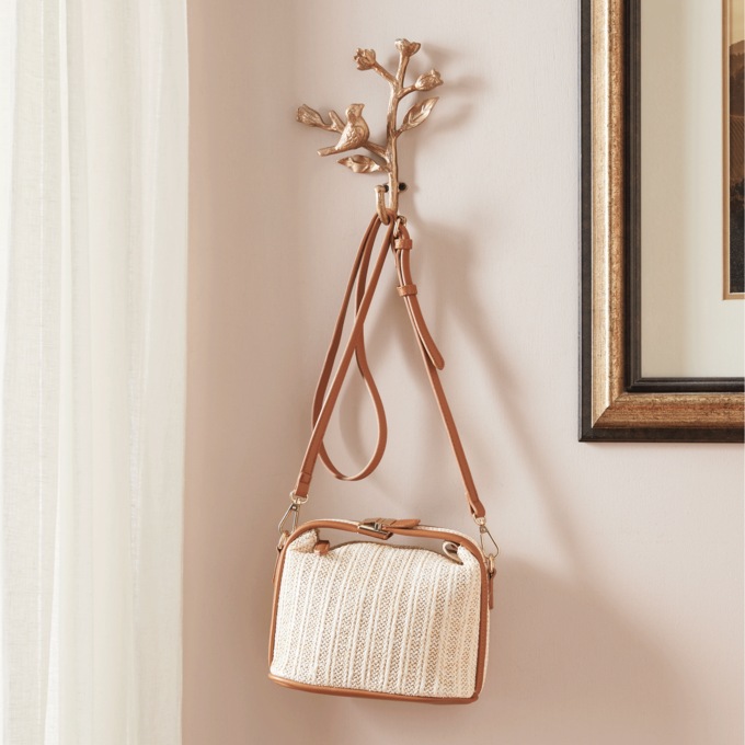 Straw Top Buckle Crossbody, Straw Tan, large