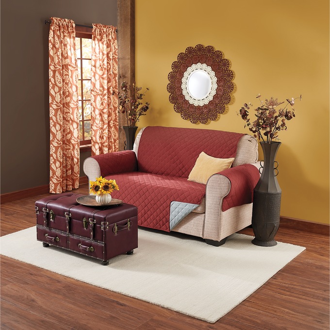 Color Connection Reversible Furniture Protector, Red Gray Mist, large