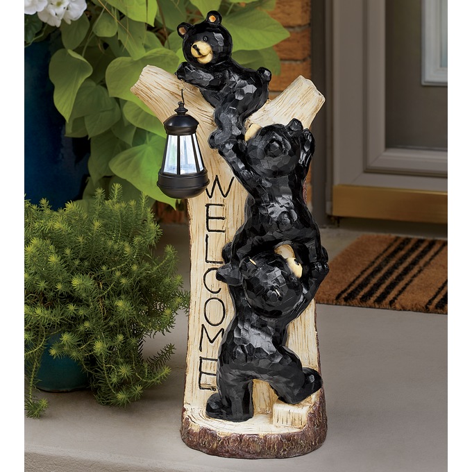 Solar Welcome Bear Statue, , large