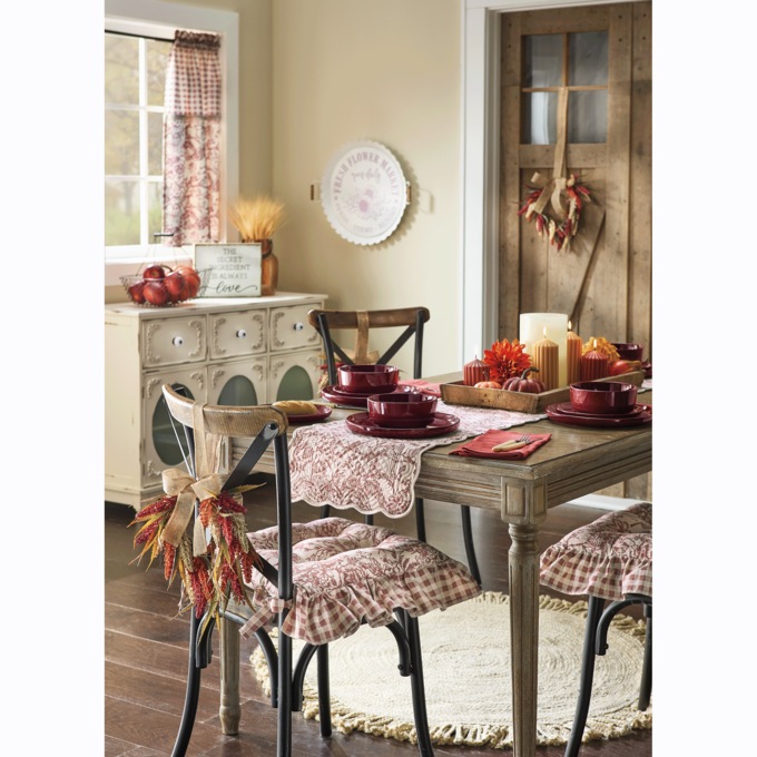 Gingham and Toile Quilted Runner, , large