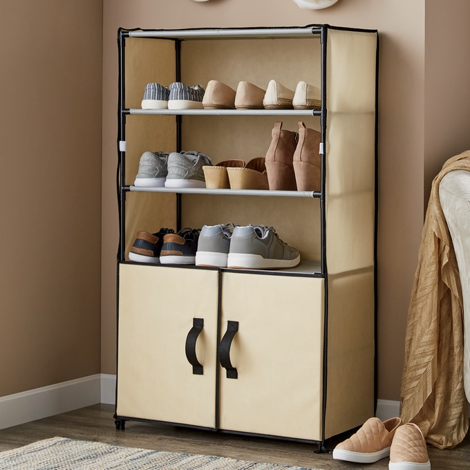3-Tier Shoe Rack with Doors, , large
