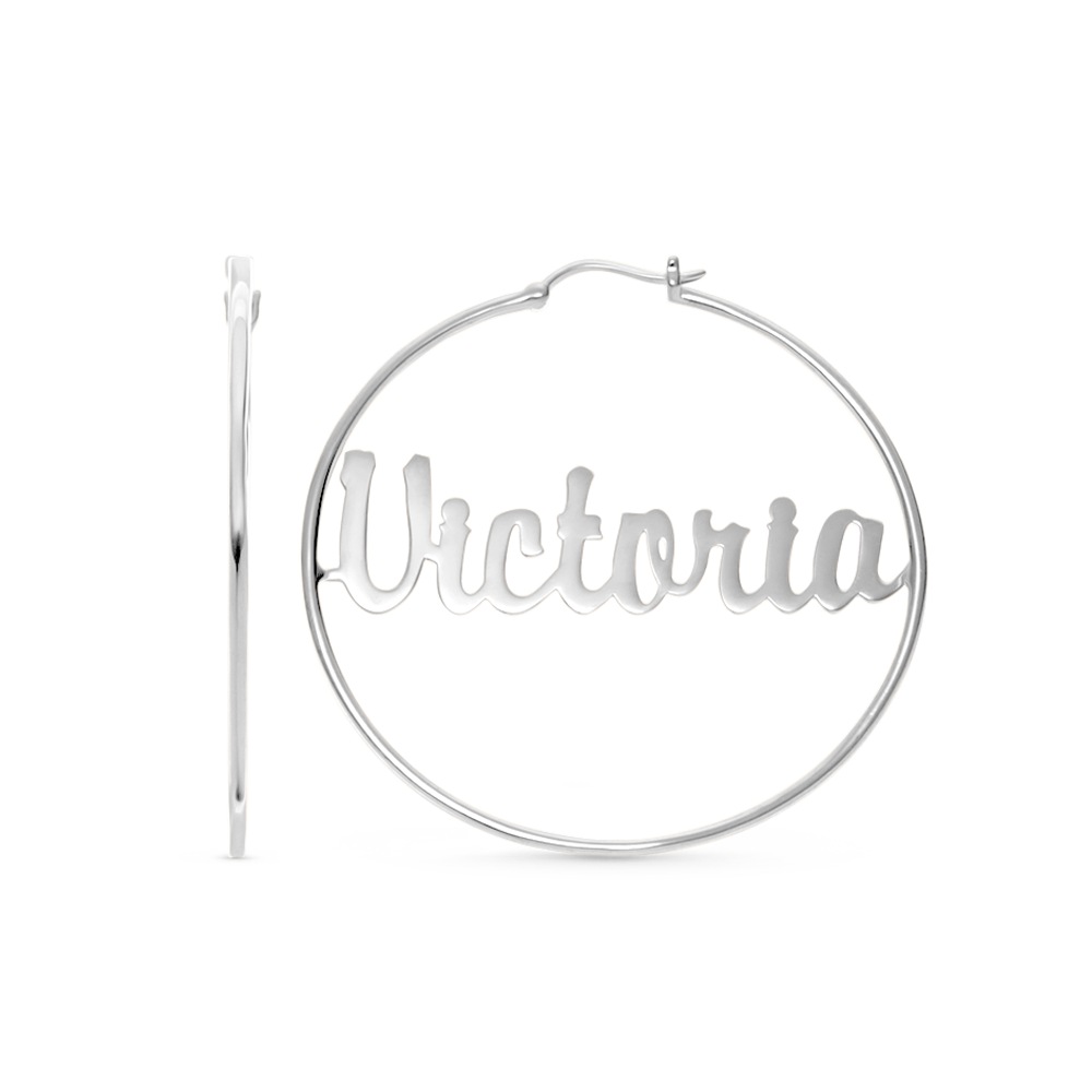 Large Name Hoops, Sterling Silver, large