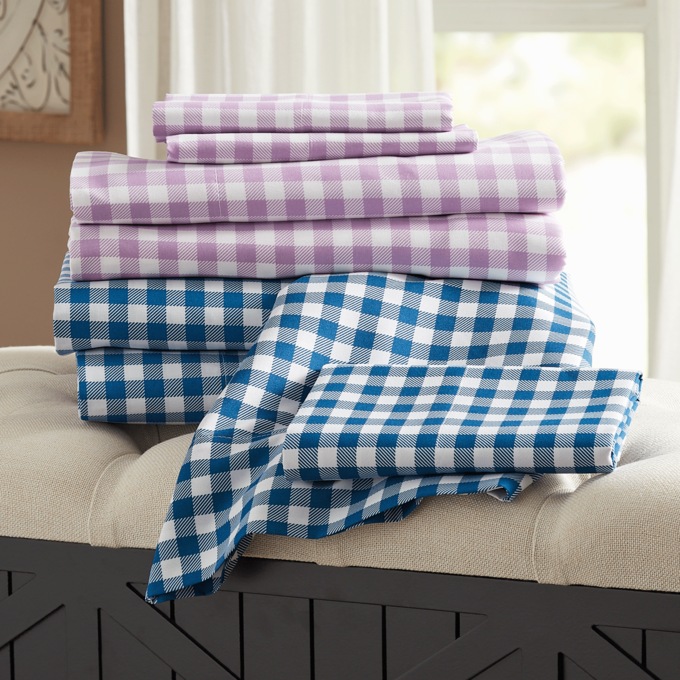 Bed Tite Gingham Microfiber Sheet Set, , large