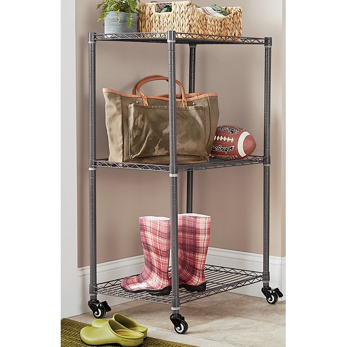 3-Tier Mobile Tower Shelf, Graphite, large