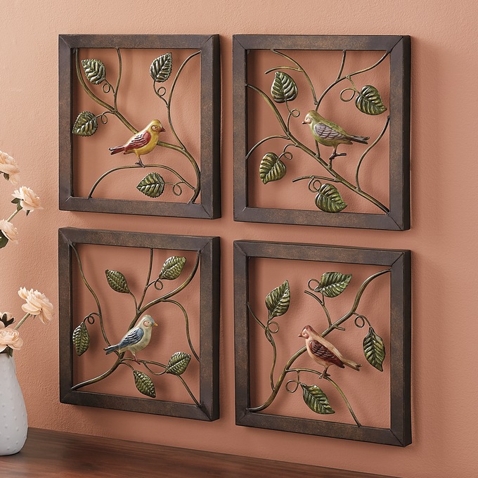 4-Piece Birds Wall Art Set, , large