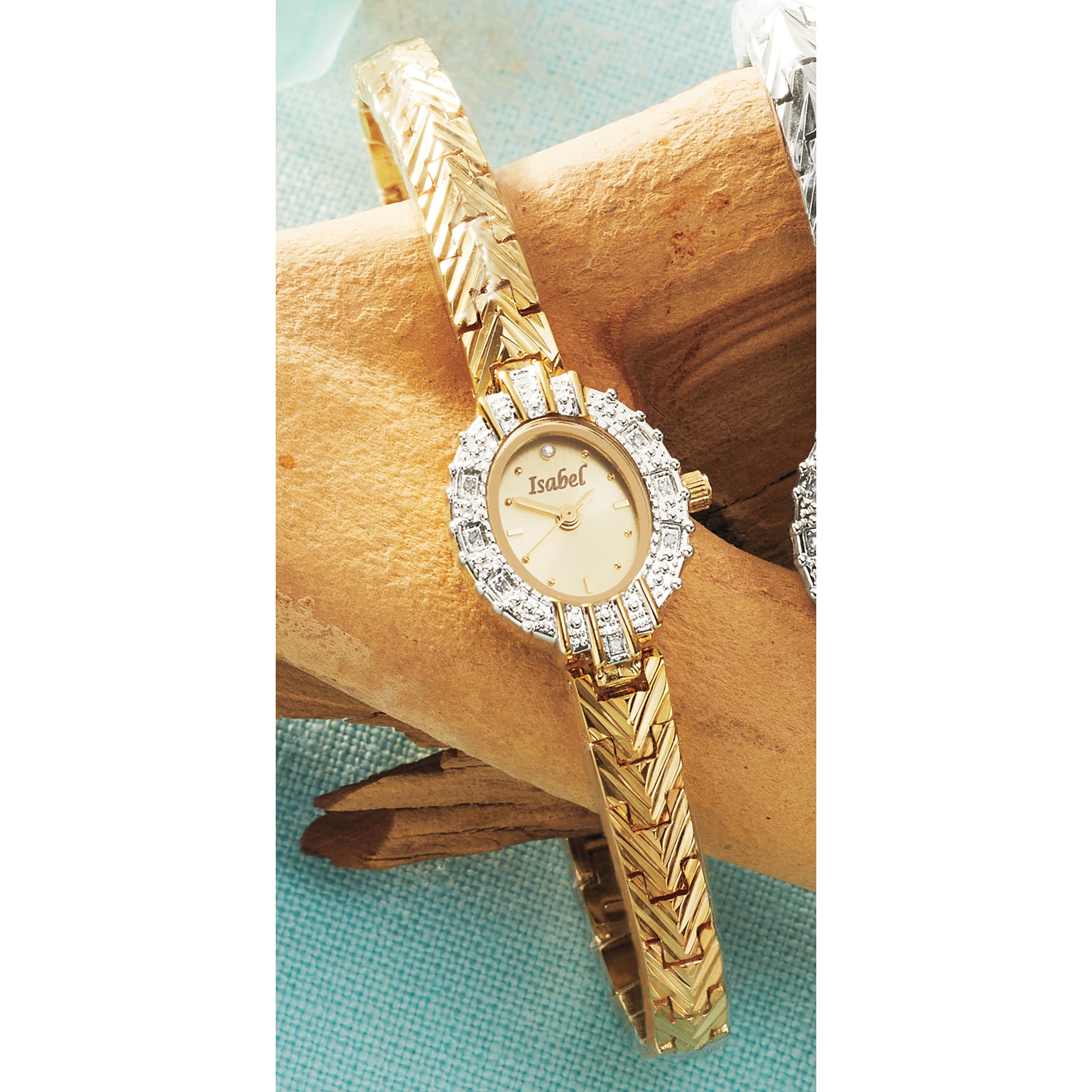Personalized Ladies' Bracelet Watch, Goldtone, large