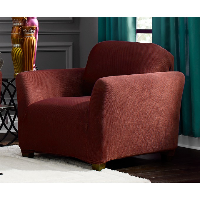 Stretch Pique Slipcover, Paprika, large