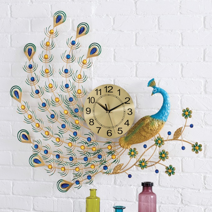 Statement Peacock Clock, , large