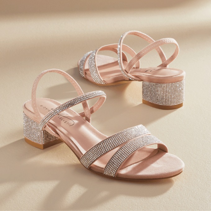 Midnight Velvet Rhinestone Ankle-Strap Sandal, , large