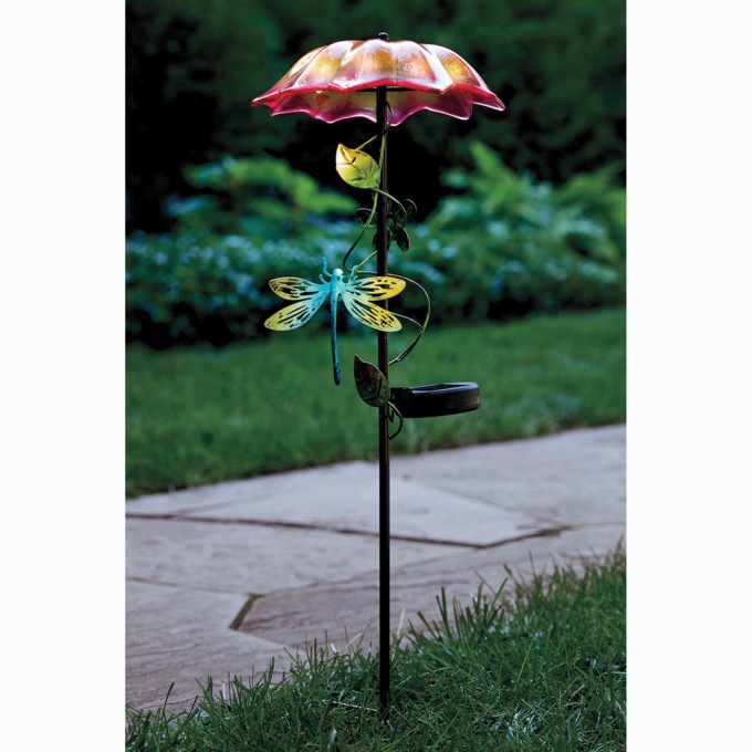 Solar Umbrella Floral Stake, Yellow, large
