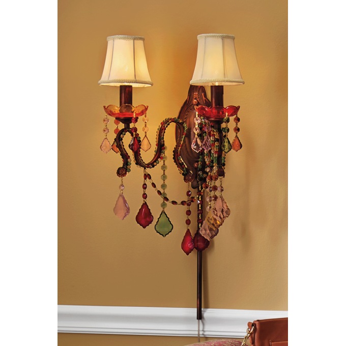 Colorful Jeweled Wall Sconce, Multi, large