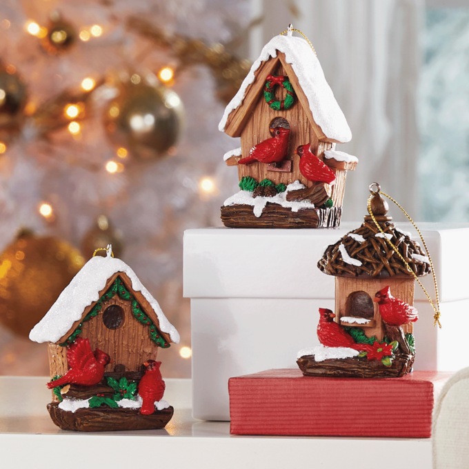 Set of 3 Birdhouse Ornaments, , large