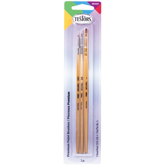 Testors 3-Piece Assorted Paint Brush Set, , large