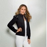 Cydnee Stretch-Crepe Jacket with Shoulder Ruffle and Faux-Pearl Studs, , large