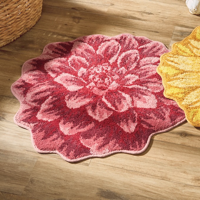 Sculpted Floral Cotton Bath Mat - 24" x 24", , large