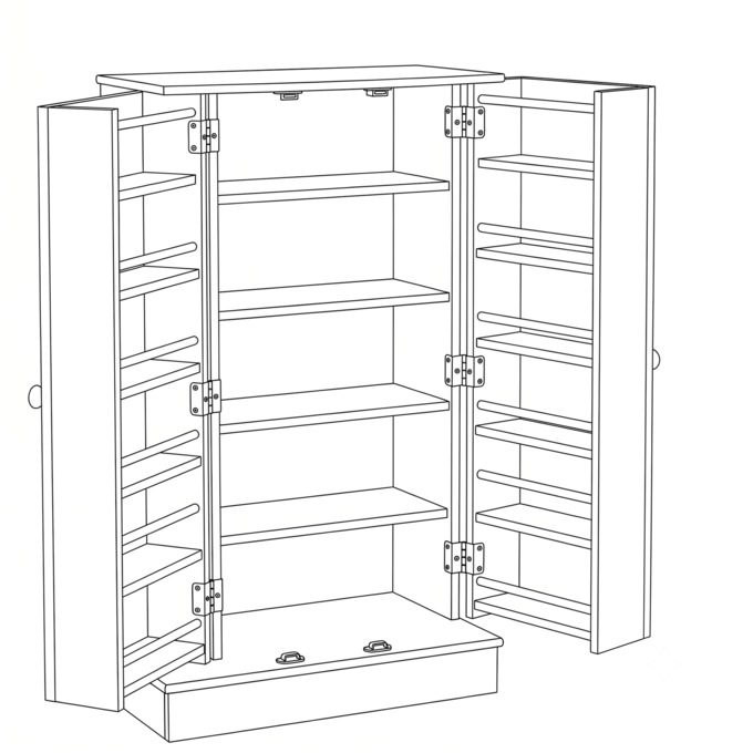 Melissa Double-Door Pantry, Red, large