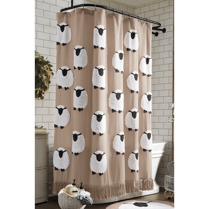 Sheep Chenille Shower Curtain, , large