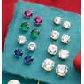 4-Pair Lab-Created Stud Earring Set, , large