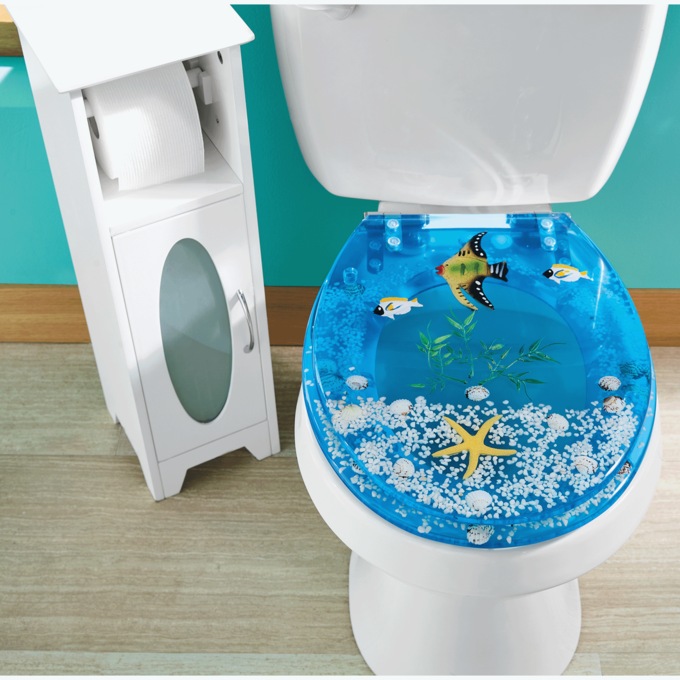 Coastal Toilet Seat, Blue, large